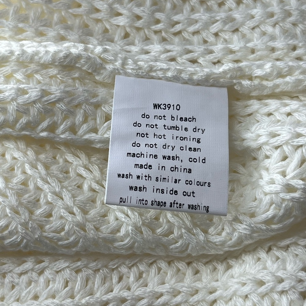 Wanna B Me Crochet Sleeve Knit Sweater Cream Large Bohemian - Picture 6 of 12